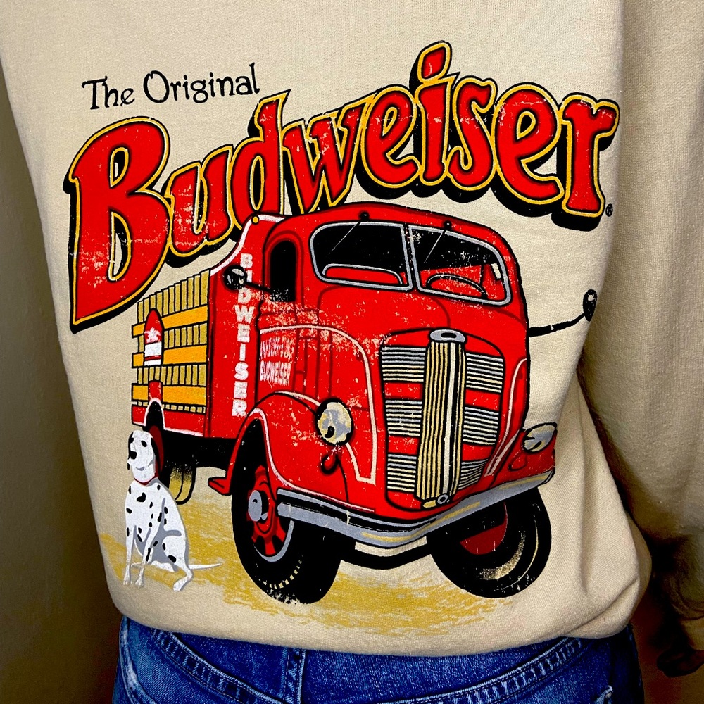 Cream Red Black.. Size S hoodie jacket. Budweiser jacket.